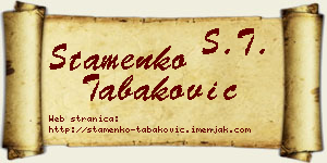 Stamenko Tabaković vizit kartica